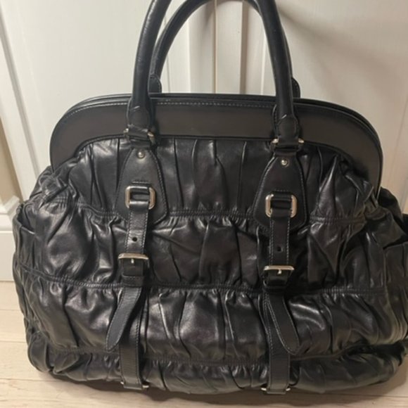 Prada Nappa Gaufre Black Leather Satchel - Picture 1 of 5